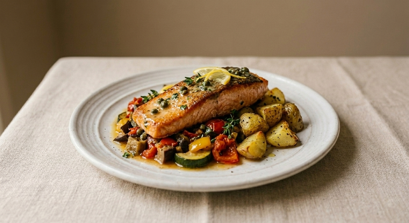 Lachsfilet auf Ratatouille